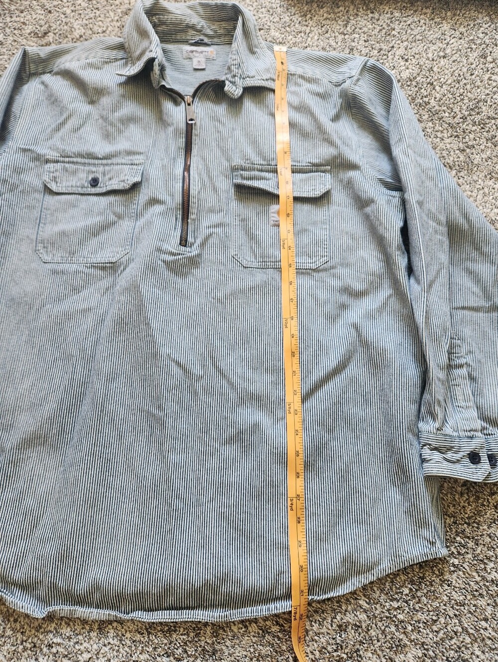 Carhartt Men's Narrow Black & White Striped Work Shirt Jacket - Picture 6 of 7